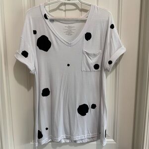 White and Black Polka Dot Women's Top